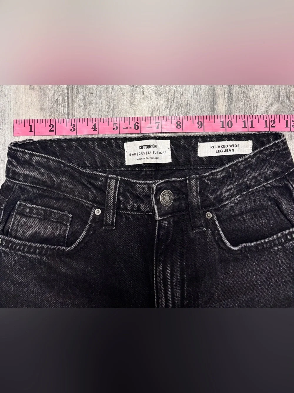 Cotton On Relaxed Wide Leg Jeans Black Wash High Rise Size 2 Y2K  Streetwear - Picture 10 of 10